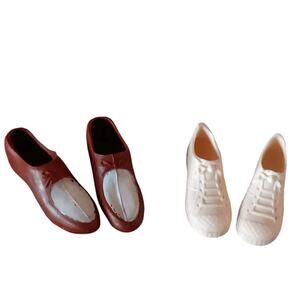 Vintage 2 pairs Ken Shoes Barbie Brown Saddle Loafers White Tennis